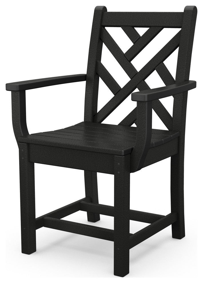 Polywood Chippendale Dining Arm Chair, Black