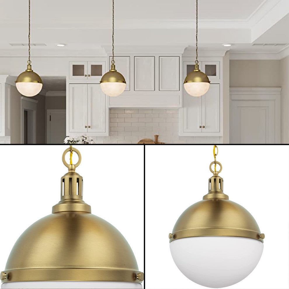 12-inch gold pendant light Glass entryway light fixture Kitchen island light