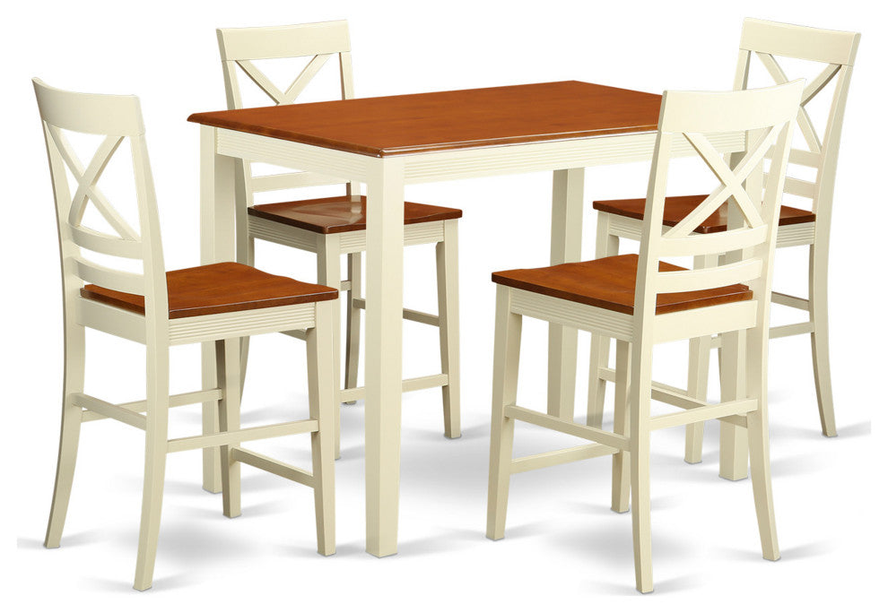 5 Pc Counter Height Table And Chair Set - High Table And 4 Kitchen Chairs
