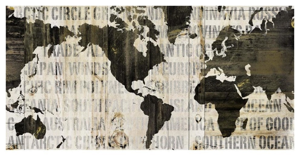 "Crate World Map Neutral" Digital Paper Print by Sue Schlabach, 74"x38"
