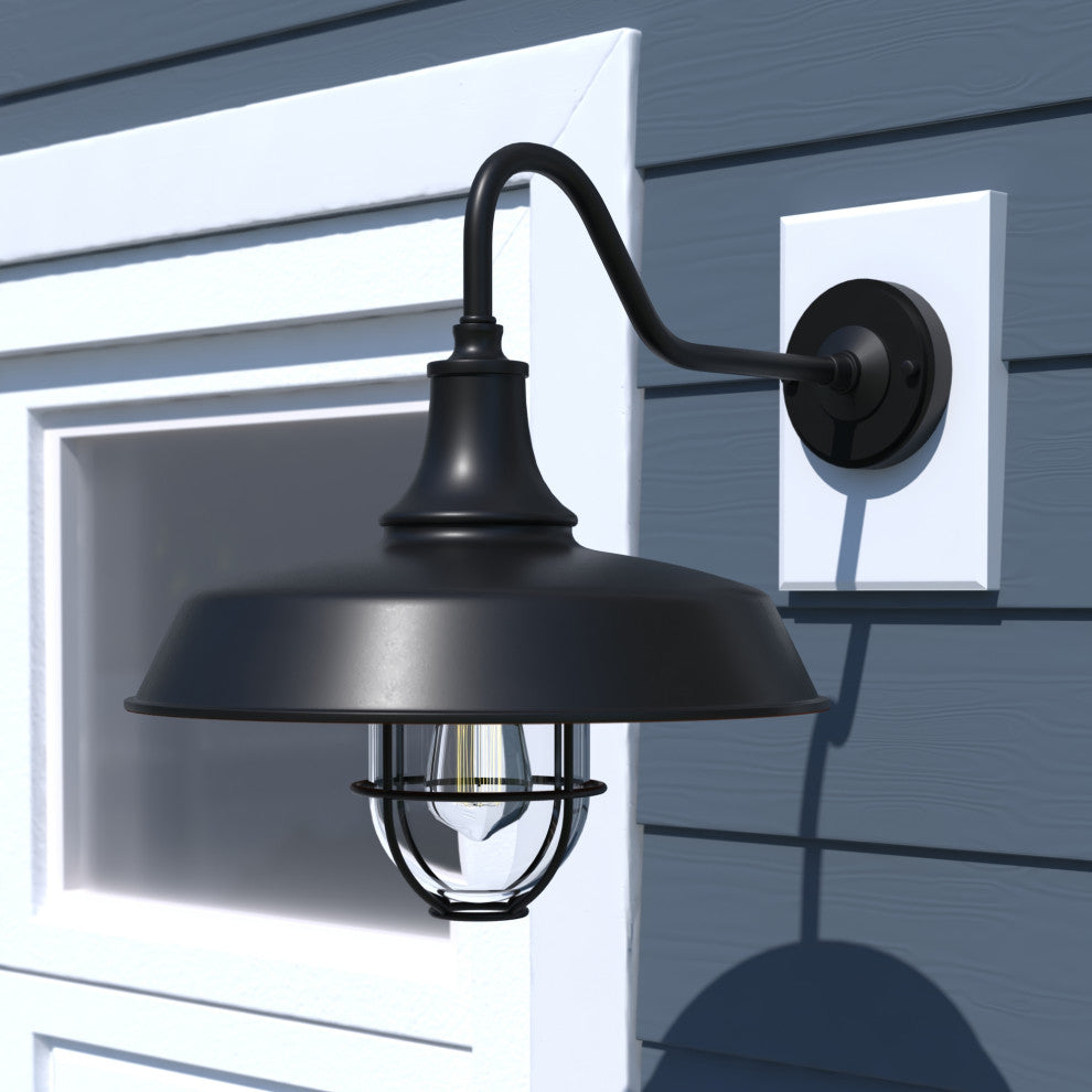 Dorado 15" Outdoor Wall Light w Caged Clear Glass Dark Bronze/Light Gold