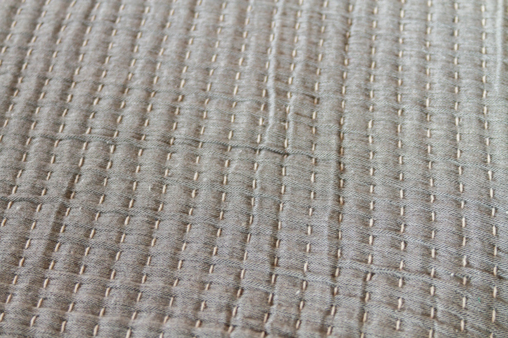 Pewter Quilted Hand-Loomed Cotton Throw