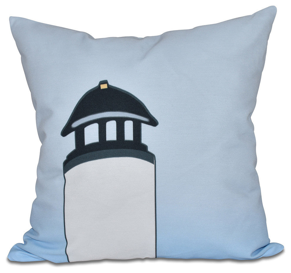 Safe Harbor (Navy One), Geometric Print Outdoor Pillow, White, 20"x20"