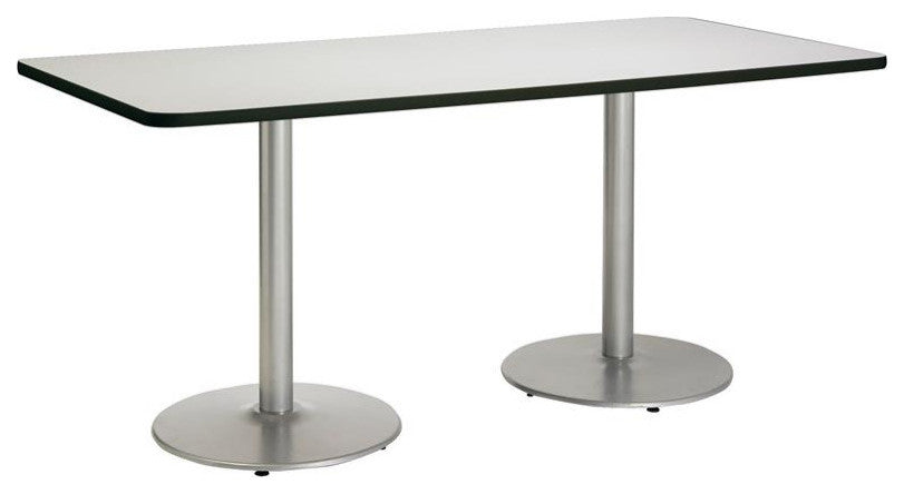 KFI Mode 42" x 96" Conference Table with Linen Round Silver Base Bistro Height