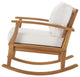 Lounge Rocking Chair, Wood, Brown Natural White, Modern, Outdoor Patio Bistro