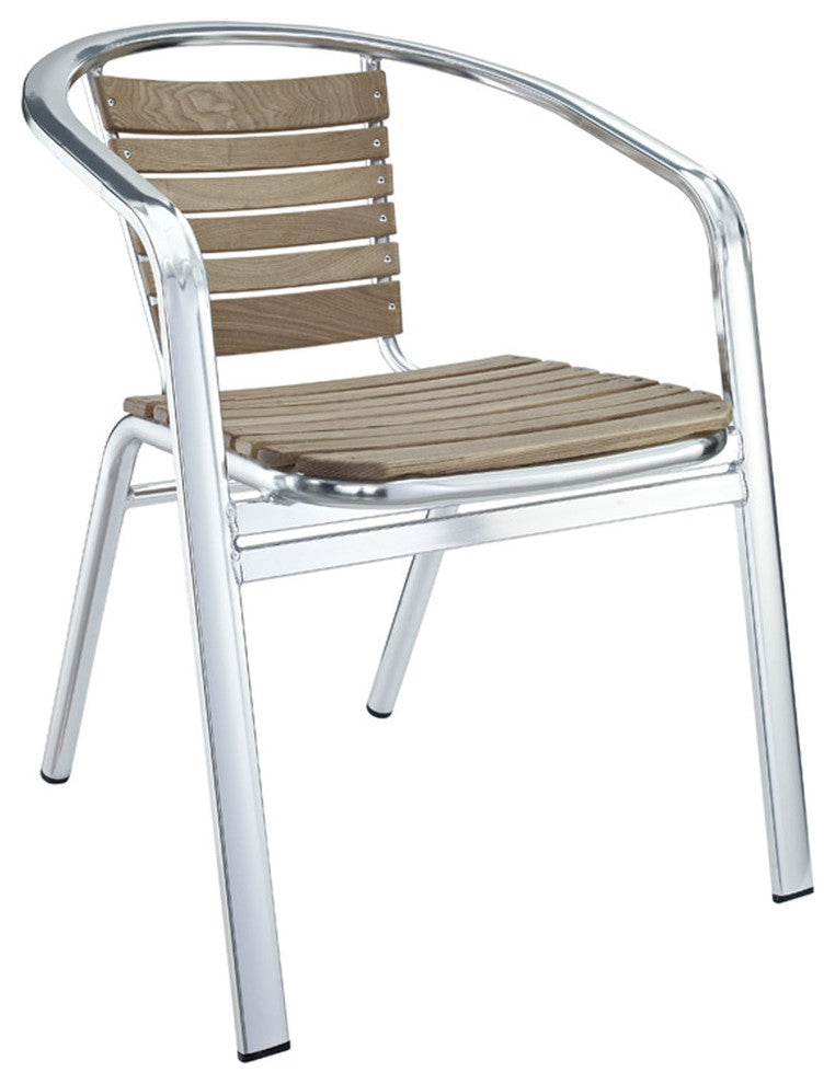 Modern Contemporary Kitchen Metal Dining Armchair Silver, Outdoor and Indoor