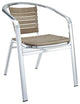 Modern Contemporary Kitchen Metal Dining Armchair Silver, Outdoor and Indoor