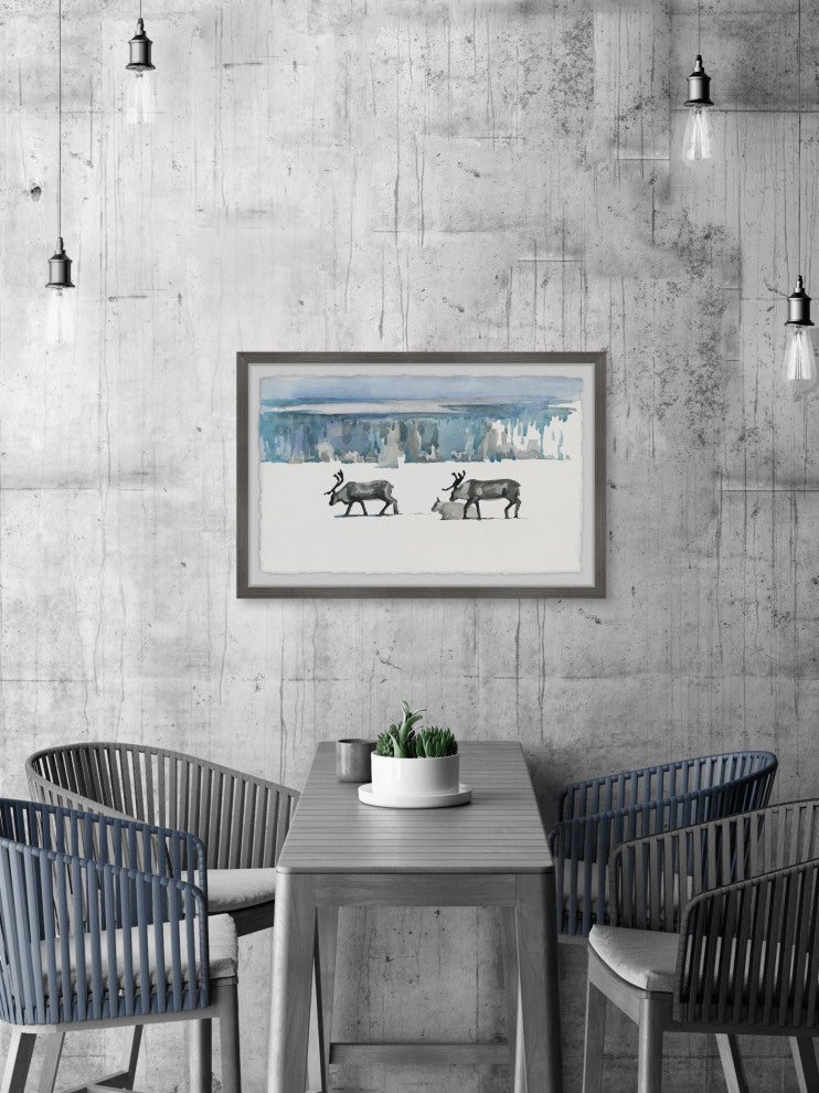 "Caribou Trek" Framed Painting Print, 18x12