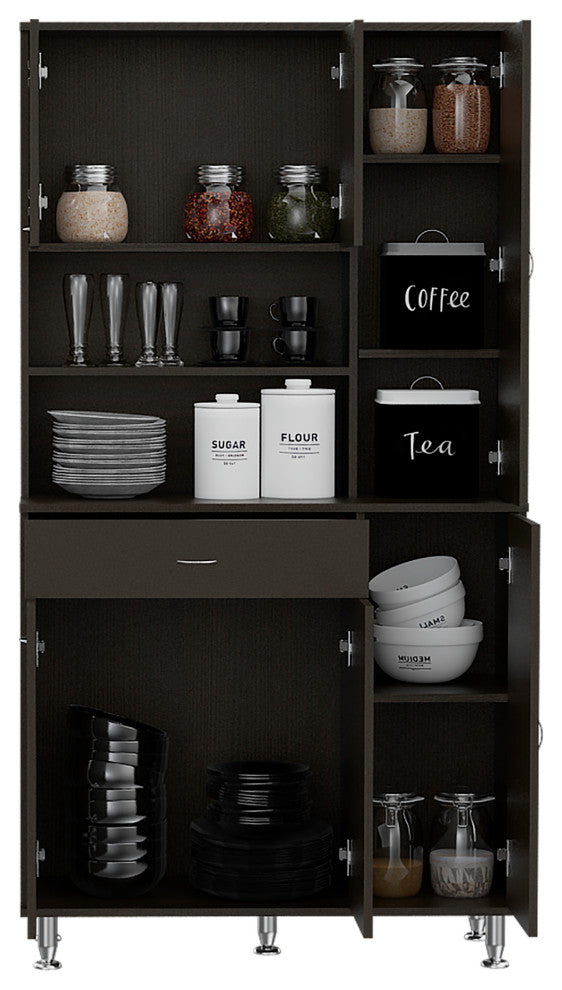 Helis 90" Pantry Cabinet Black Wengue, White