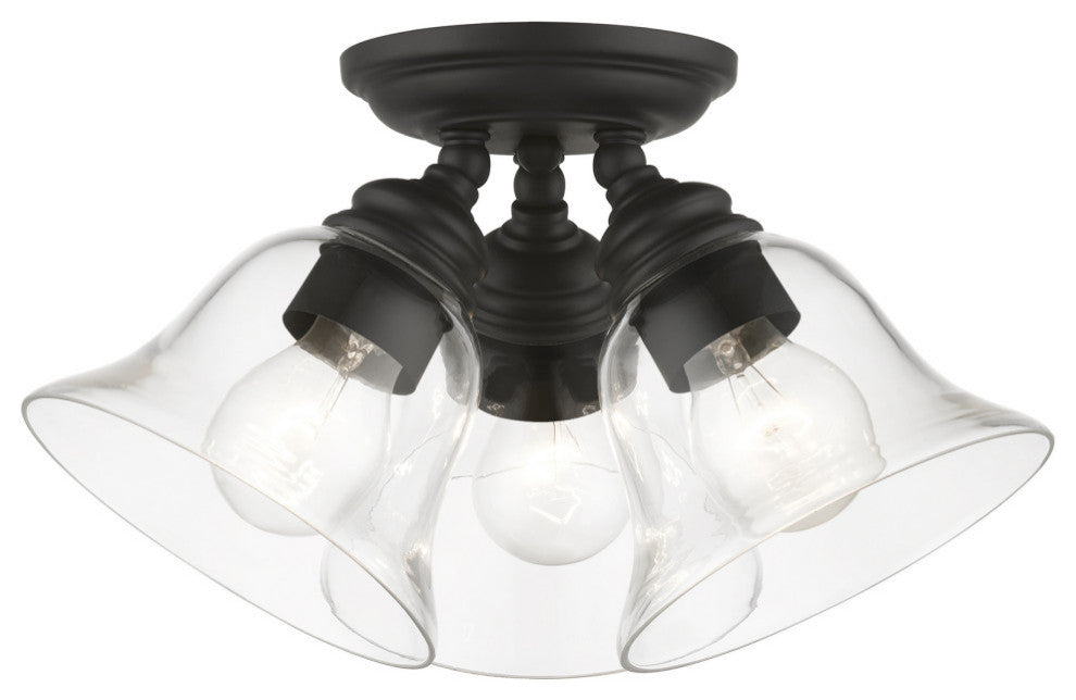 Moreland 3 Light Black Large Semi-Flush