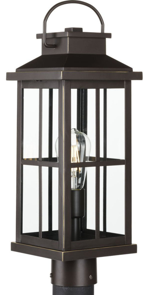Williamston 1-Light Antique Bronze Clear Glass Farmhouse Outdoor Post Light