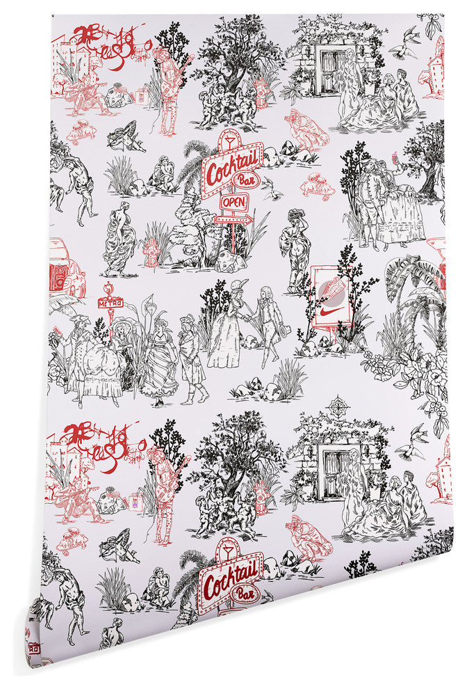 Deny Designs Marta Barragan Camarasa Toile de Jouy Wallpaper, Multi, 2'x4'