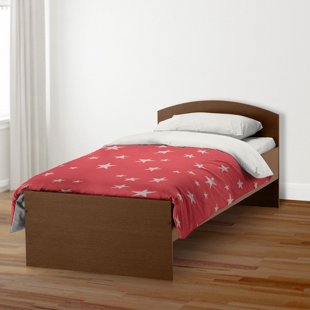 Pink Star Pattern Twin Brushed Poly Duvet Cover