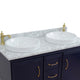 49" Double Vanity, Blue Finish With White Carrara And Round Sink