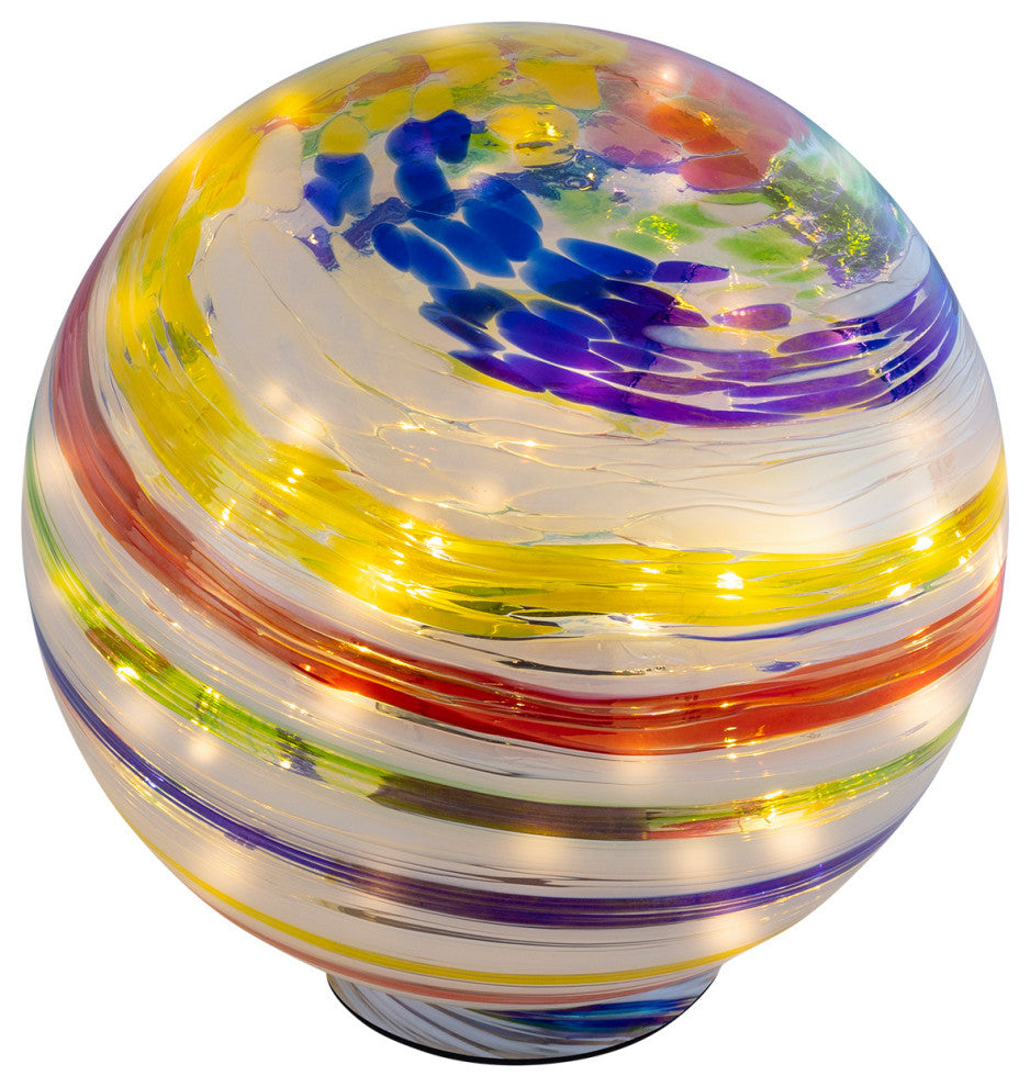 Alpine Colorful Gazing Globe With LED Lights, 10"Tall
