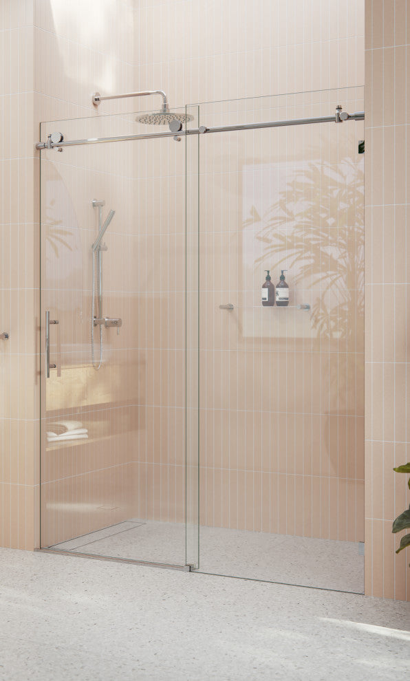 56-60"x78" Frameless Sliding Shower Door, Polished Chrome