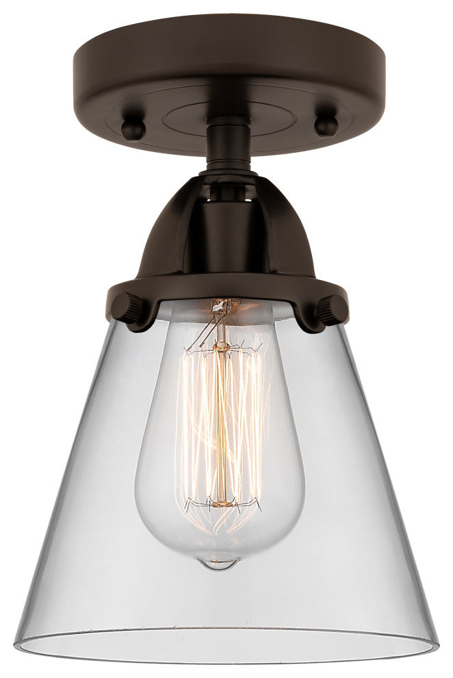 Small Cone Semi-Flush Mount, Oil Rubbed Bronze, Clear, Clear