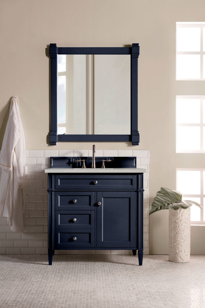 Brittany 36" Victory Blue Vanity, Eternal Serena Quartz Top