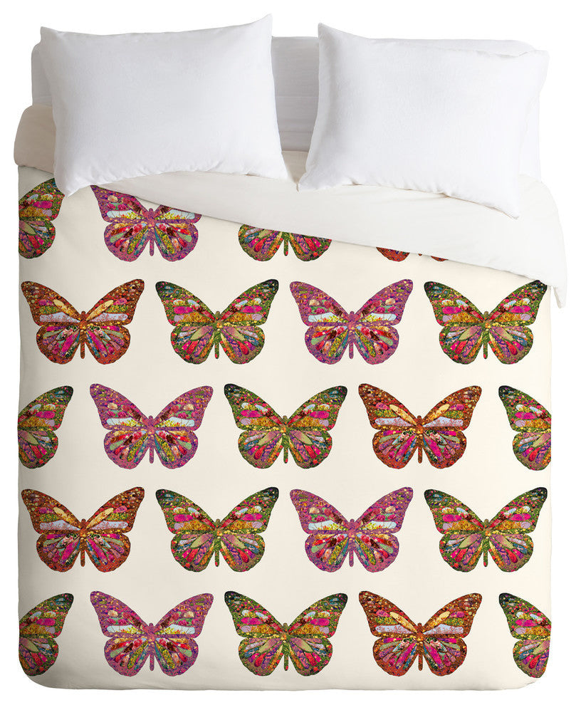 Deny Designs Bianca Green Butterflies Fly Duvet Cover - Lightweight