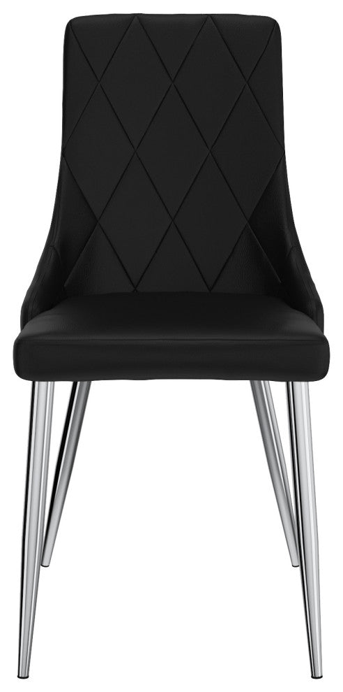 Faux Leather Dining Chair, Set of 2, Black