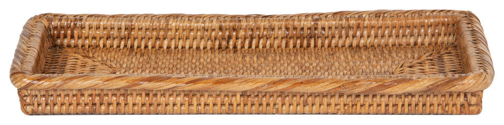 La Jolla Rattan Vanity and Bathroom Tray, Honey-Brown