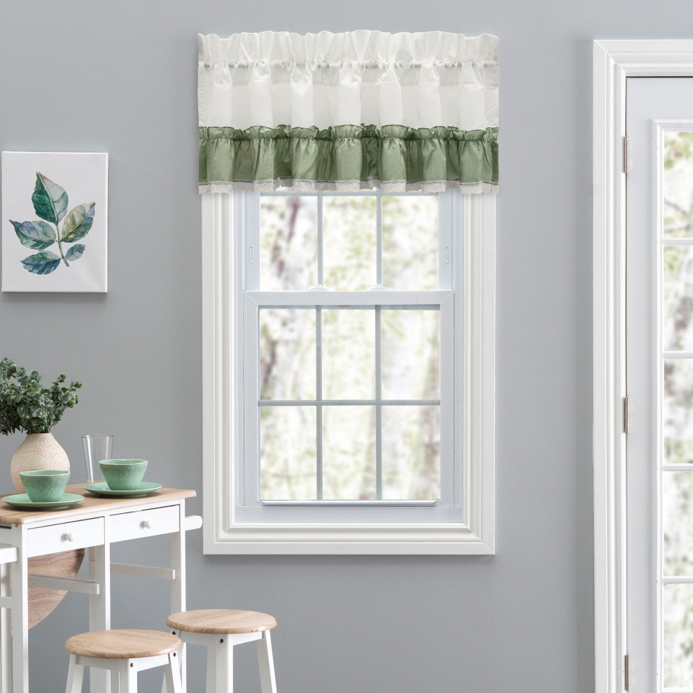Madelyn 60" x 16" Ruffled Victorian Valance, Sage