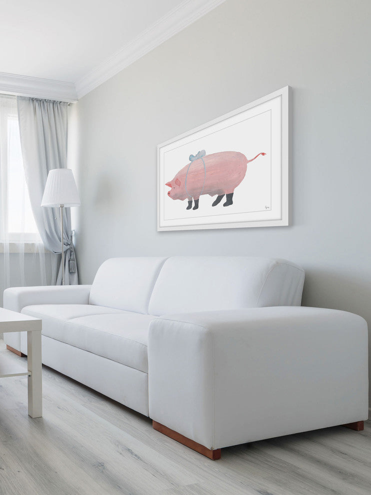 "Big Pink Gift" Framed Painting Print, 18"x12"