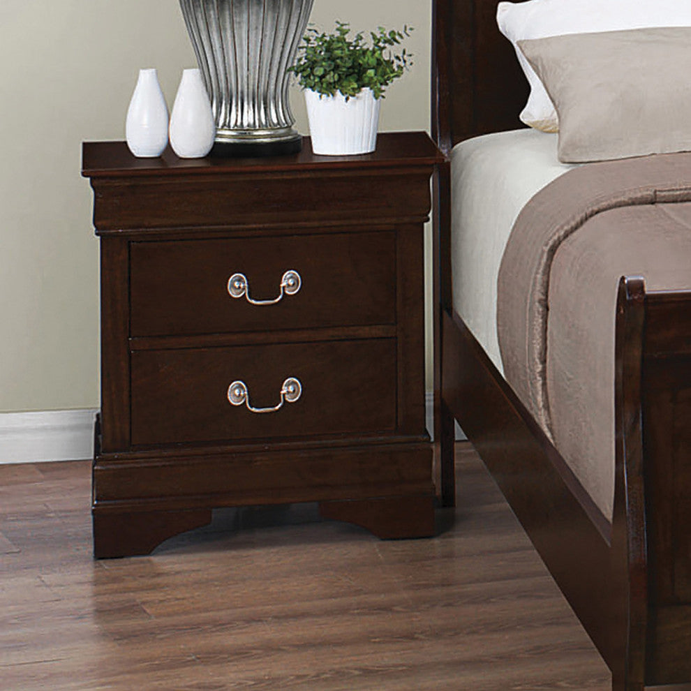 Wood Nightstand with 2 Drawers, Cappuccino