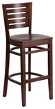 Modern Slat Back Walnut Wood Restaurant Barstool