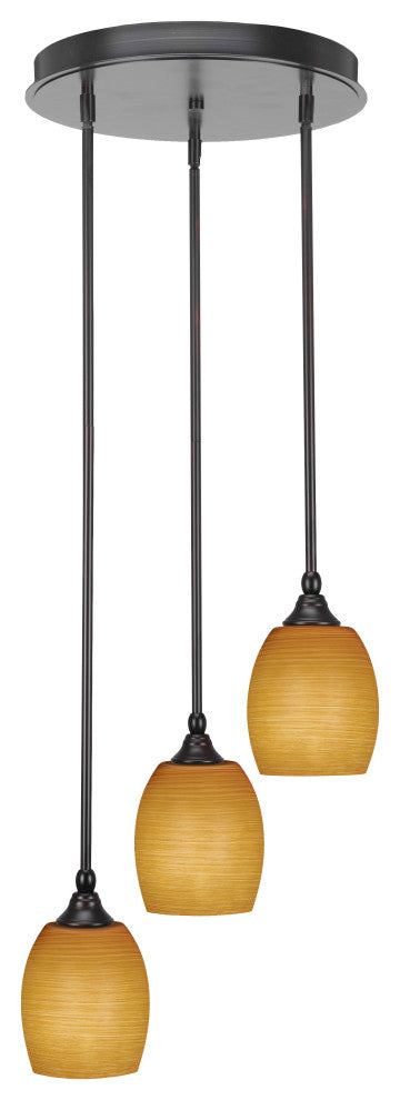 Empire 3-Light Cluster Pendalier, Espresso/Cayenne Linen