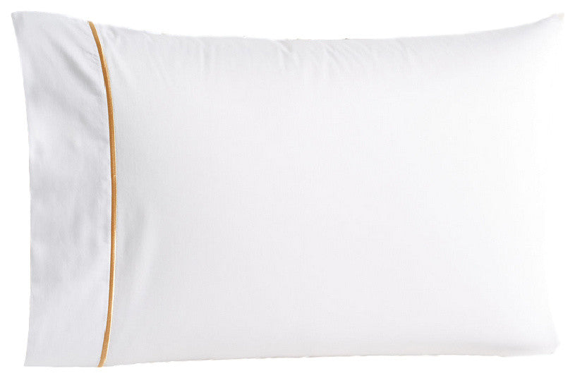Single Line Pillowcases, Set of 2, White, Standard