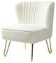 Tufted Side Chair With Golden Base, Ivory
