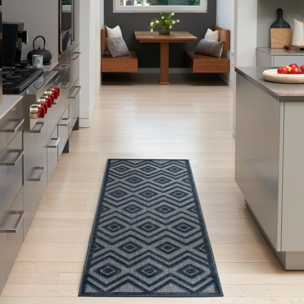 Nourison Versatile 2' x 6' Navy Blue Modern Rug