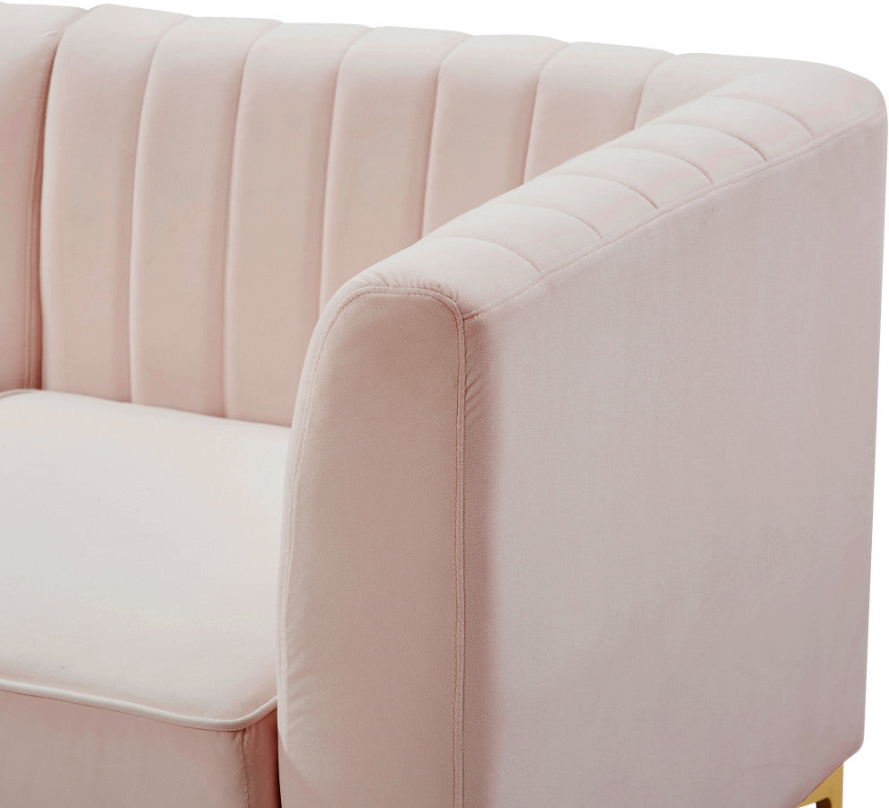 Alina Velvet Upholstered Modular Armless Chair, Pink
