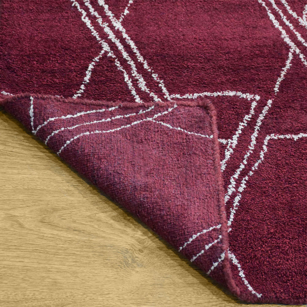 HAND KNOTTED LOOM SILK ECO-FRIENDLY RUGS-8'x10',Rectangle,Red Beige,Contemporary