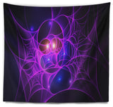 Bright Purple Fractal Cobweb Abstract Wall Tapestry, 39"x32"
