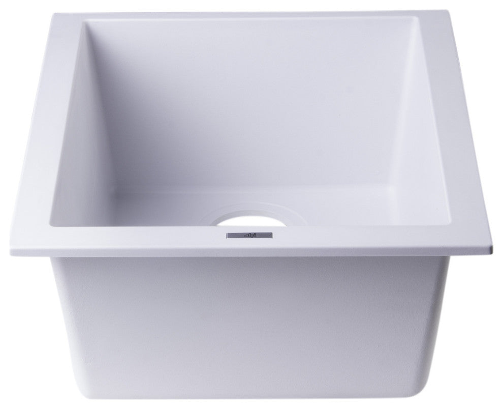 Ab1720Um-W White 17" Undermount Rectangular Granite Composite Kitchen Prep Sink