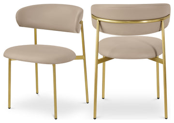 Lupita Vegan Leather Dining Chair, Set of 2, Taupe, Brushed Gold Finish