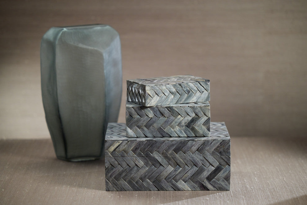Montgeron Woven Bone Decorative Box, Medium