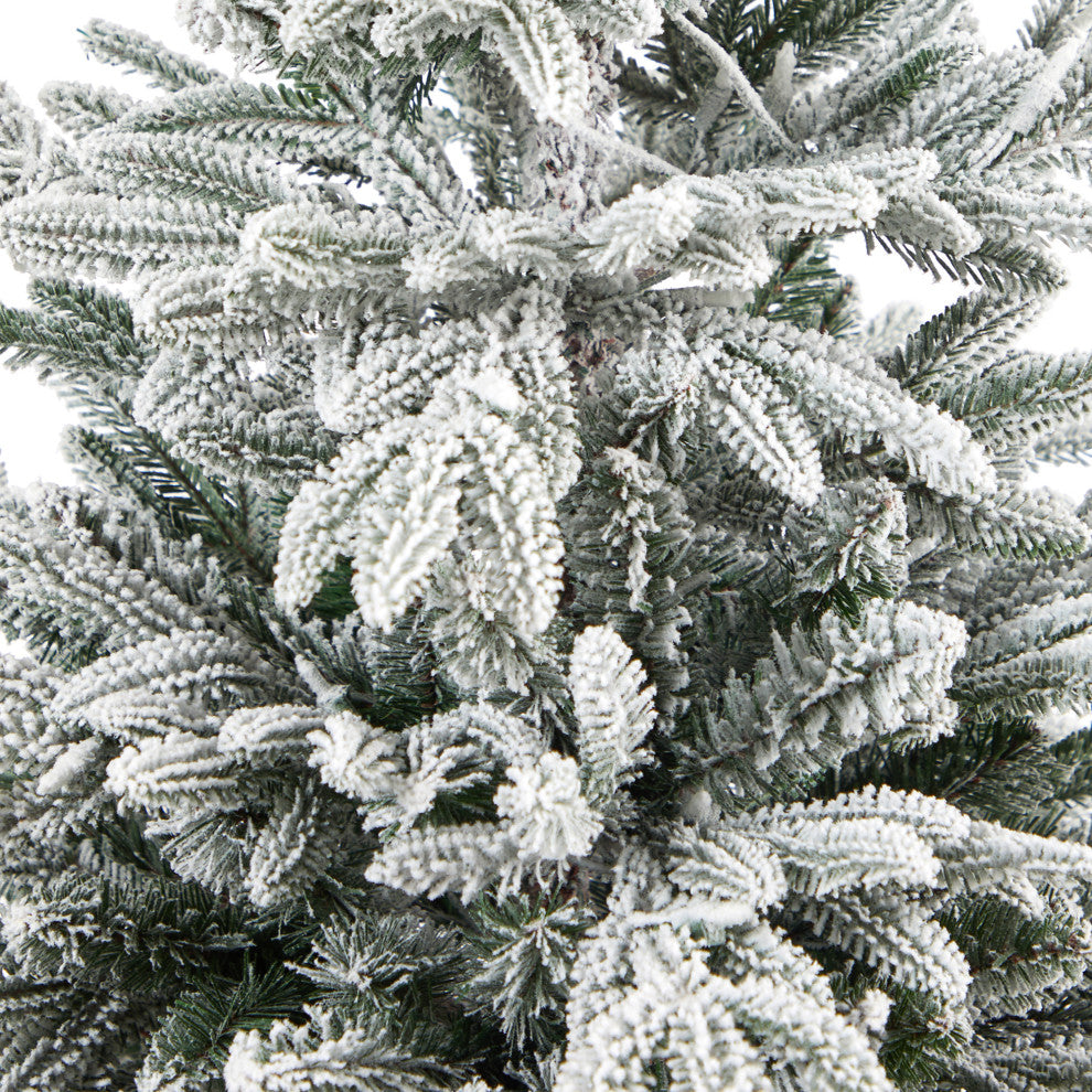 5' Flocked Manchester Spruce Faux Xmas Tree W/100 Lights & 357 Bendable Branches