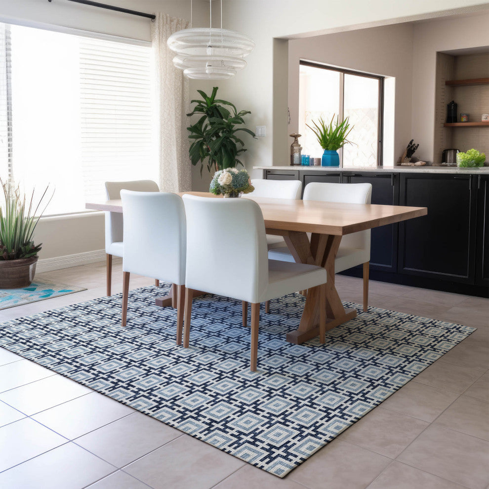 Indoor/Outdoor Marlo MO1 Navy Machine Washable 9' x 12' Rug