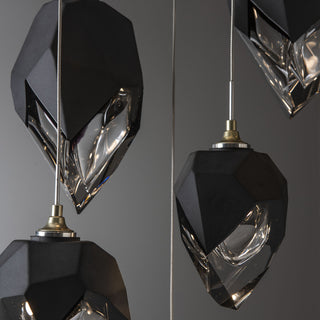 Chrysalis 9-Light Mixed Crystal Pendant Modern Brass Finish- Long, Black Crystal