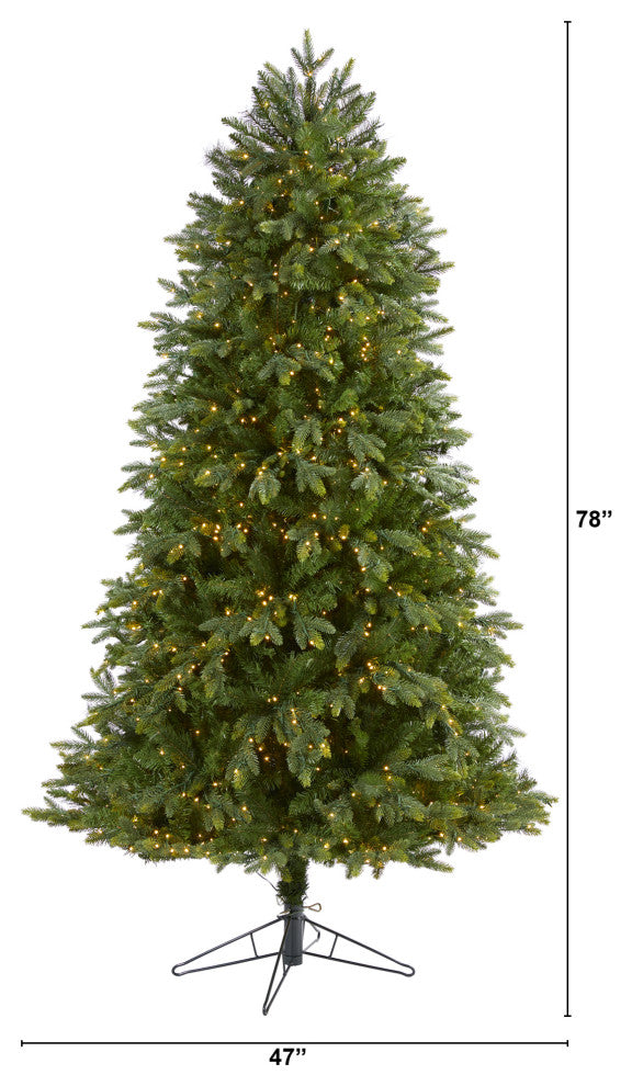 6.5' Oregon Fir Faux Xmas Tree W/Micro, Multifunction Lights & Bendable Branches