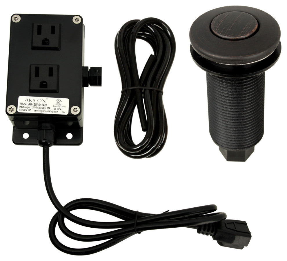 Dual Outlet Copper Garbage Disposal Kitchen Air Switch Kit, Oil Rubbed Bronze
