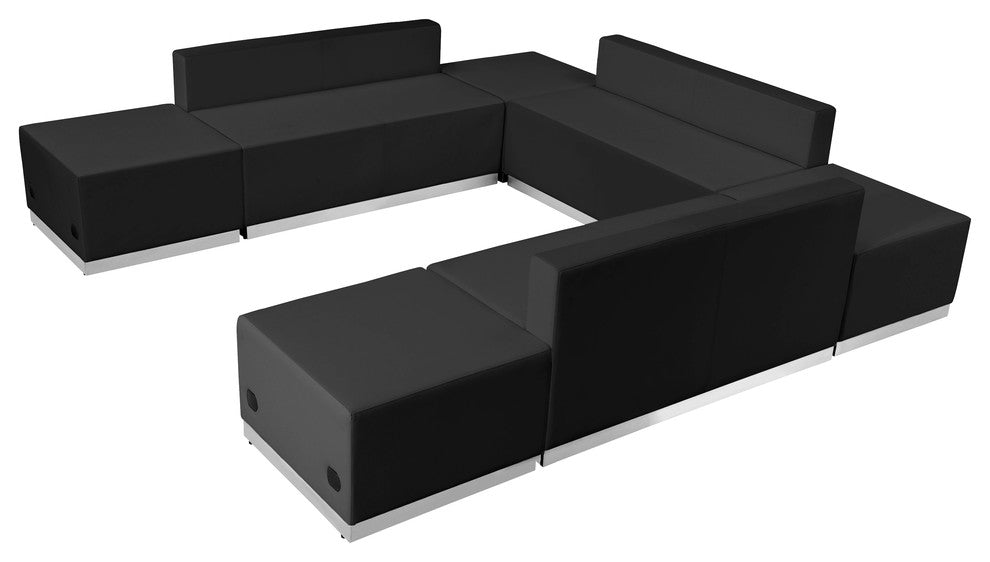 MFO Inspiration Collection Black Leather Reception Configuration, 7 Pieces