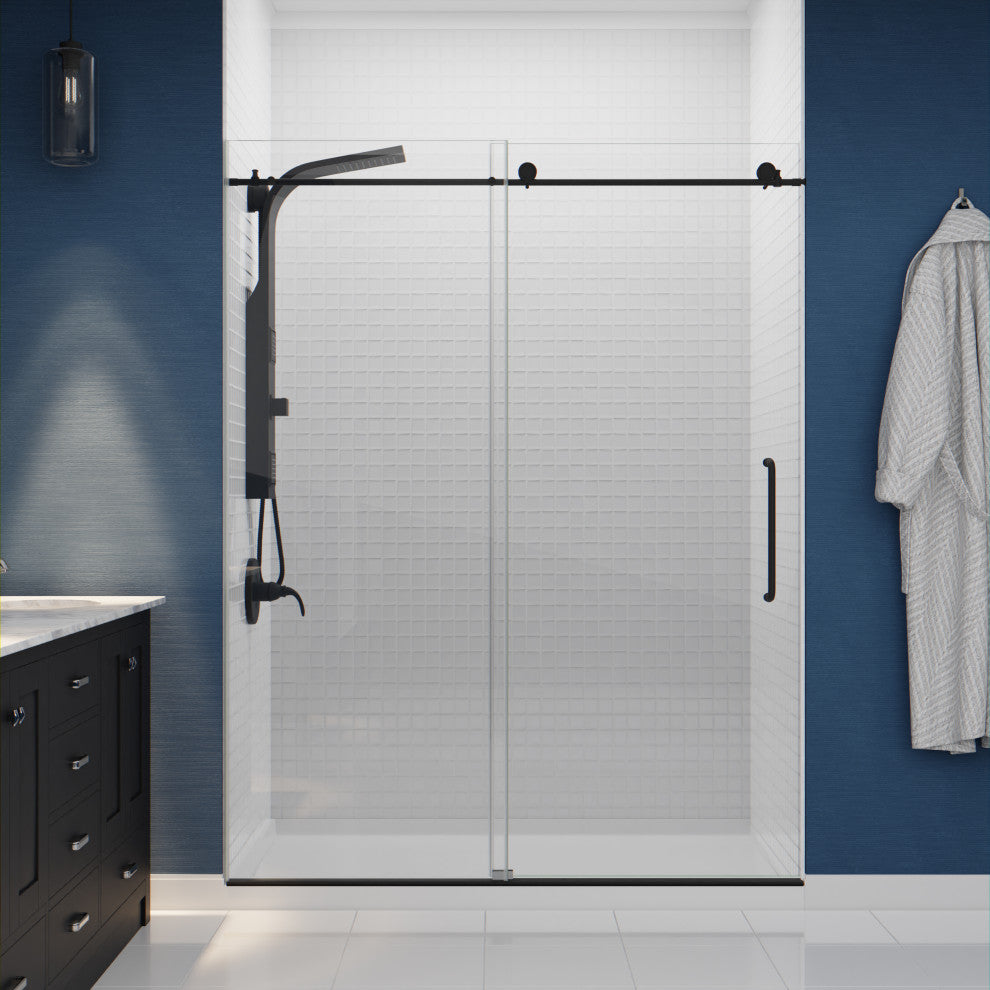 Aura 2-Jetted Shower Panel With Heavy Rain Shower and Spray Wand, Matte Black