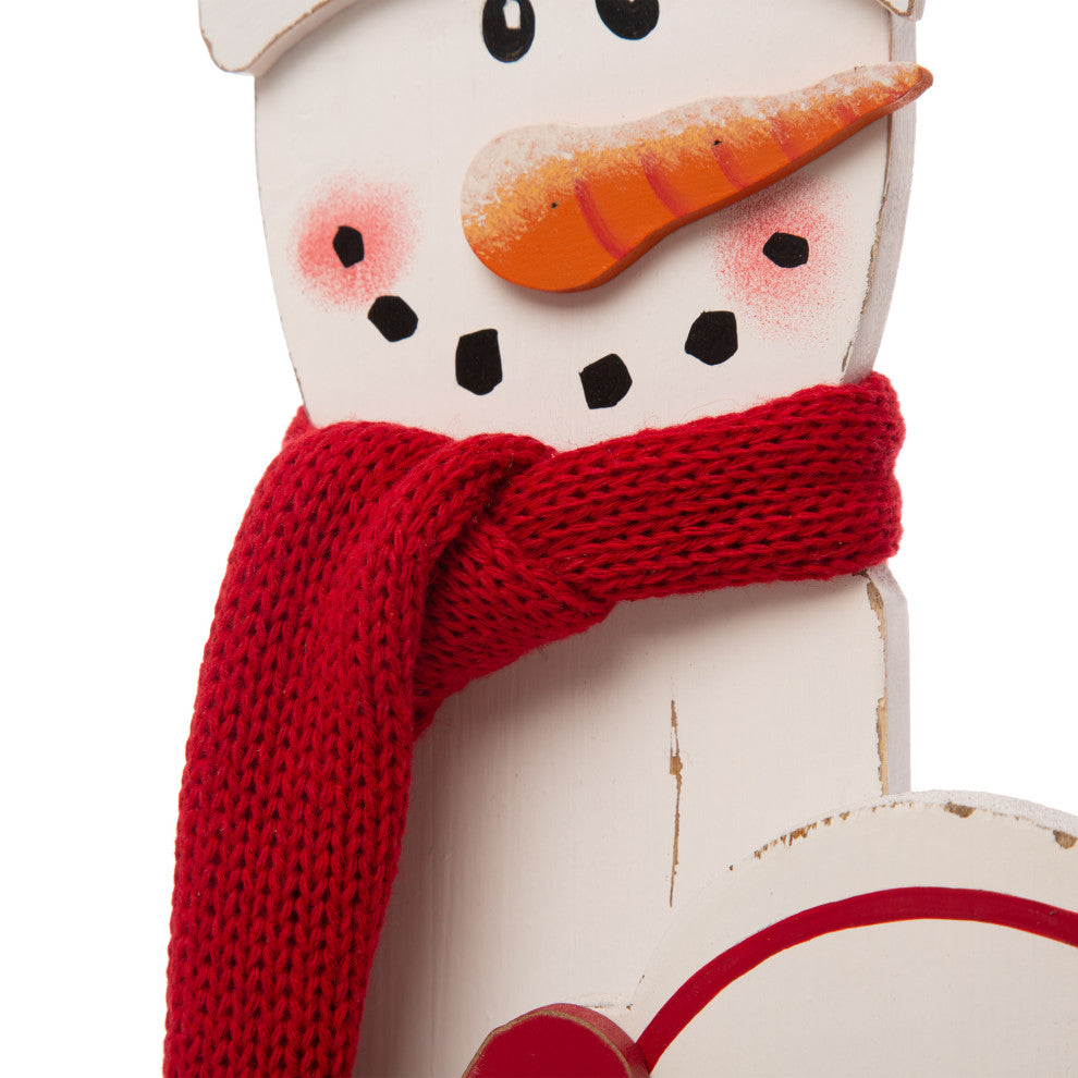 35.43"H Wooden Snowman Family Porch Decor