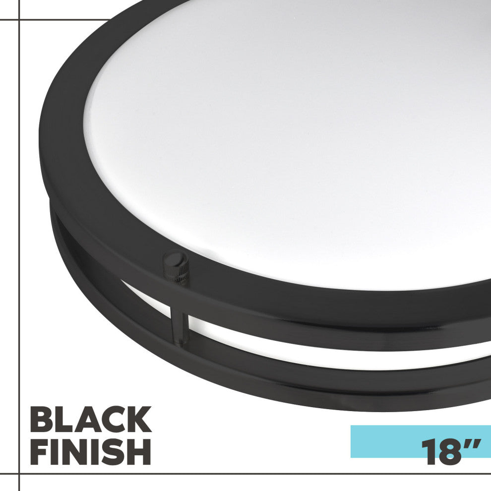 Luxrite 18" LED Flush Mount 5 Color Options 24W 2160lm Matte Black