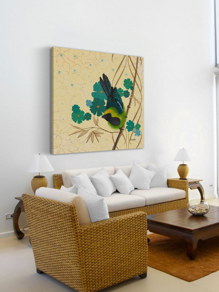 "Hooded Oriole Green" Painting Print on Canvas by Evelia