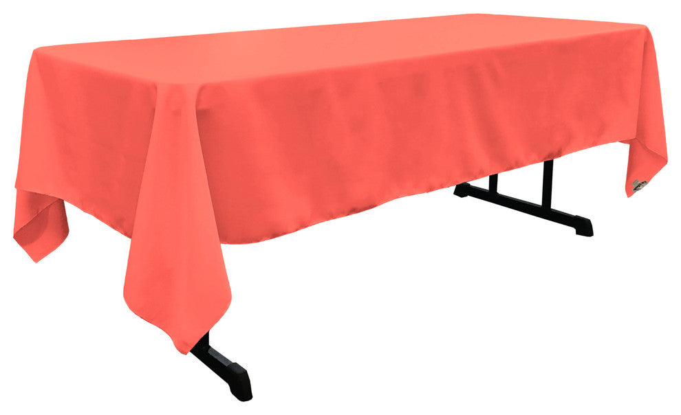 LA Linen Rectangular  Polyester Poplin Tablecloth, Coral, 60"x126"